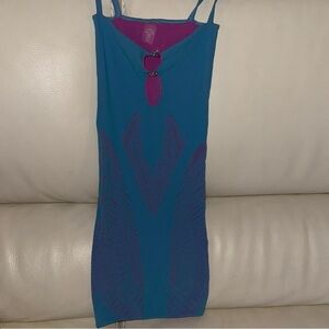 POSTER GIRL Teal and Magenta Mini Dress